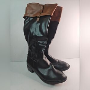 Two toned riding boots size 7. Black and brown